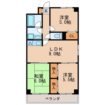 間取図 名鉄瀬戸線/清水駅 徒歩9分 5階 築36年