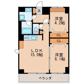 間取図 名古屋市営地下鉄名城線/矢場町駅 徒歩7分 10階 1年未満