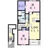 クレメント木津八ヶ坪A 2LDKの間取り