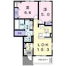 ルピナスコート京田辺 2LDKの間取り