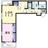 パレス藤阪東 1LDKの間取り