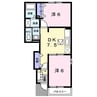 プラム里開 2DKの間取り