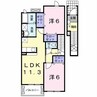 グランシエルⅠ 2LDKの間取り