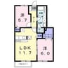 グリーンハイツイマイ９ 2LDKの間取り