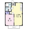 ドレミハウスドゥー 1LDKの間取り