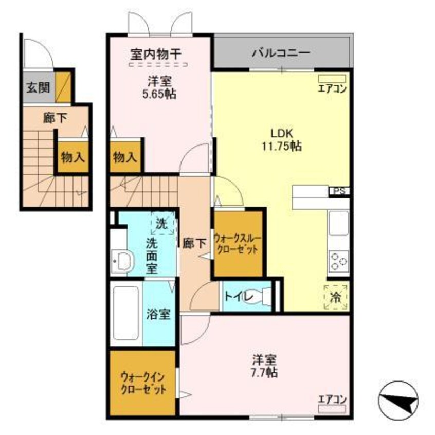間取図 La Crece（ラクレーチェ）SW