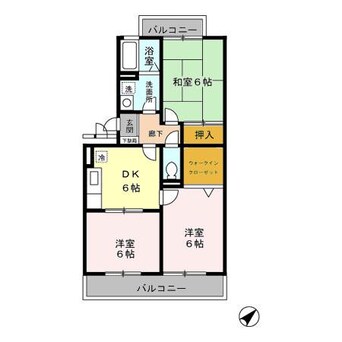 間取図 内房線/五井駅 バス13分山田橋下車:停歩3分 2階 築27年