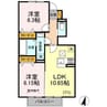 ゴルフォデコリナB 2LDKの間取り