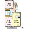 ゴルフォデコリナB 2LDKの間取り