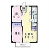 コーポグリーンC 2LDKの間取り