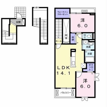 間取図 内房線/五井駅 徒歩15分 3階 築6年