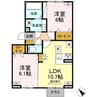 プランドール(五所) 2LDKの間取り