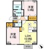 プランドール(五所) 2LDKの間取り