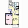 バイリン 1LDKの間取り