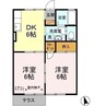リヴェールキャッスルD 2DKの間取り