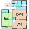 グリーン若宮 2DKの間取り