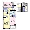 アヴァンセⅢ 2LDKの間取り