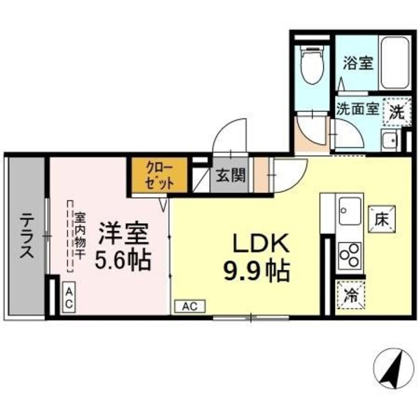 間取図 Dフラット東平山　B棟