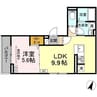 Dフラット東平山　B棟 1LDKの間取り