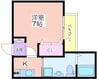 WING住之江 1Kの間取り