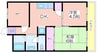 カワデンハイツⅢ 2DKの間取り
