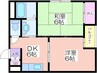 モートサイド粉浜 2DKの間取り