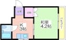 粉浜ハザマコーポ 1Kの間取り