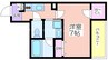 ウェルスクエア長居公園Ⅱ 1Kの間取り