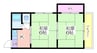 備前マンションBS第2 2Kの間取り