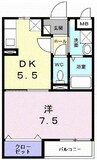 プリムローズヒル神石 1DKの間取り