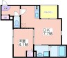 ハーモニーテラス遠里小野Ⅲ 1DKの間取り