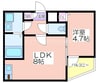 アッシュメゾン松Ⅲ 1LDKの間取り