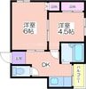 エクセル新開コーポ 2DKの間取り