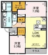 Maison de Espoir万代 2LDKの間取り