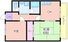 スカイハイム大喜 2DKの間取り