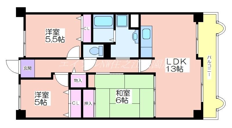 間取り図 サワー・ドゥ住之江公園