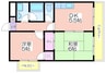 平田マンション 2DKの間取り