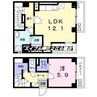 ミラージュ帝塚山 1LDKの間取り