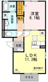 ブルーフローラ　Ａ 1LDKの間取り