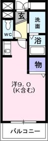 アンソレイエ 1Rの間取り