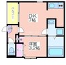 ルカセレーヌ 1DKの間取り