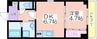 GARDENIA天王寺南 1DKの間取り