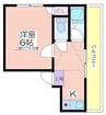 リヴァー住之江A棟 1Kの間取り