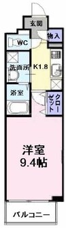 ユーヴェＳ 1Kの間取り