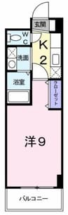プラウドコート 1Kの間取り