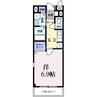 オーク帝塚山 1Kの間取り