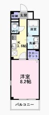 ユーヴェＳⅢ 1Kの間取り