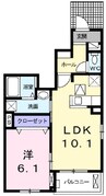リヴェール弐番館 1LDKの間取り