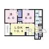 シェール 2LDKの間取り
