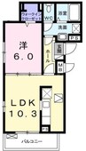 ラフィネ・おりおの 1LDKの間取り